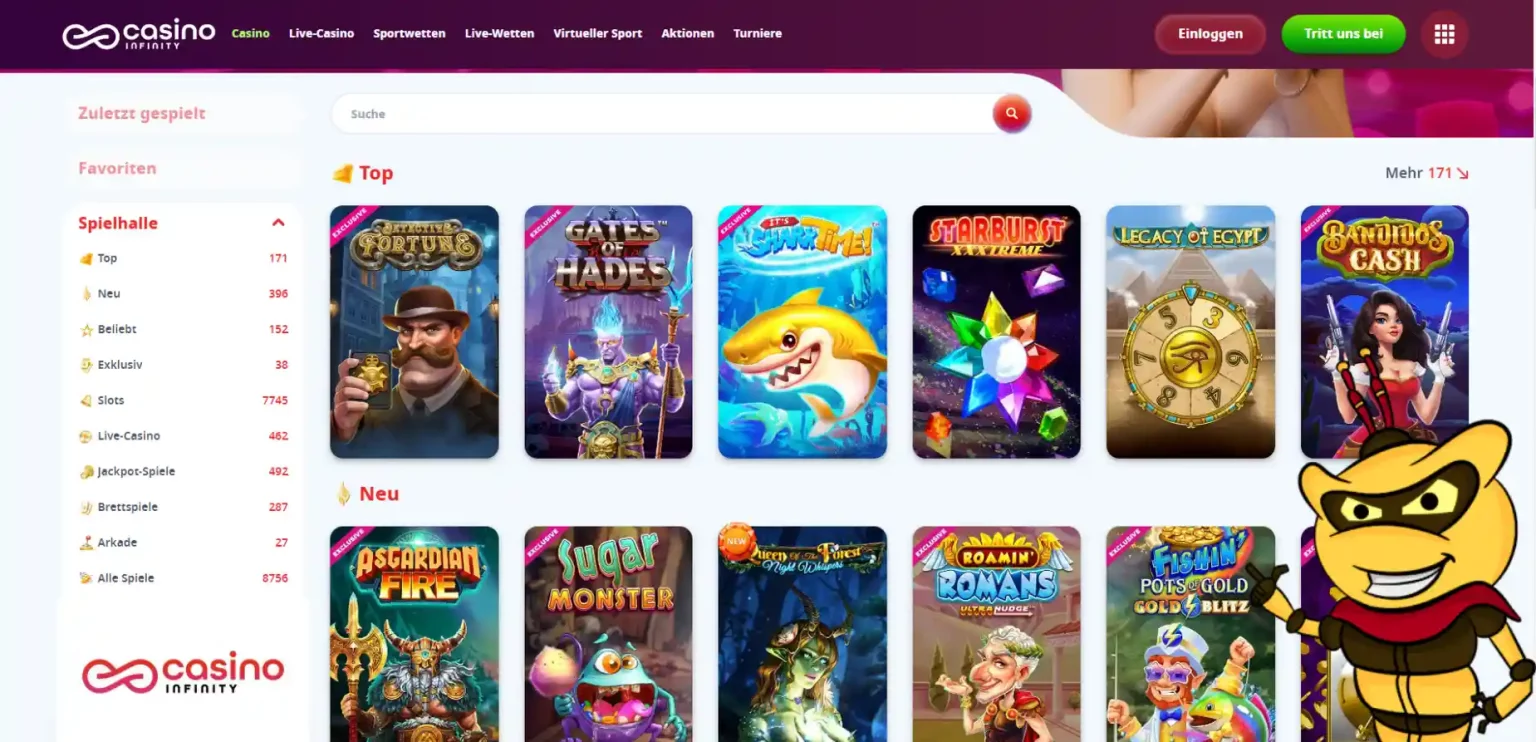 Infinity Casino Slotspiele