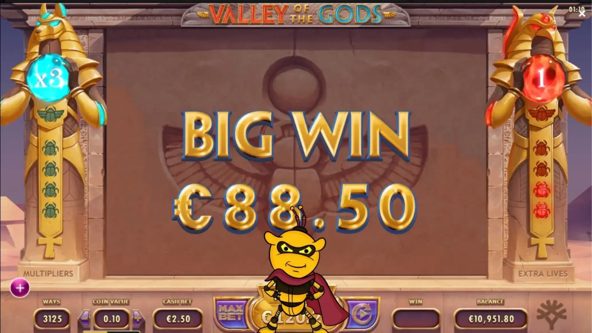 Entdecken Sie die besonderen Funktionen im Valley of the Gods Slot